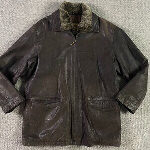 Nickelson Leather Jacket Men's Large Fits like XL Brown Double Zipper